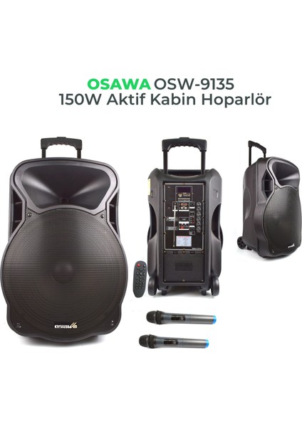 OSW-9135 15 150 Watt Çift Mikrofonlu Aktif Kabin Hoparlör