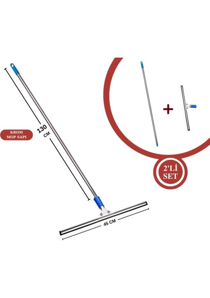 FT508 Krom Mop Sapı ve FT516 Metal Camsil 45CM