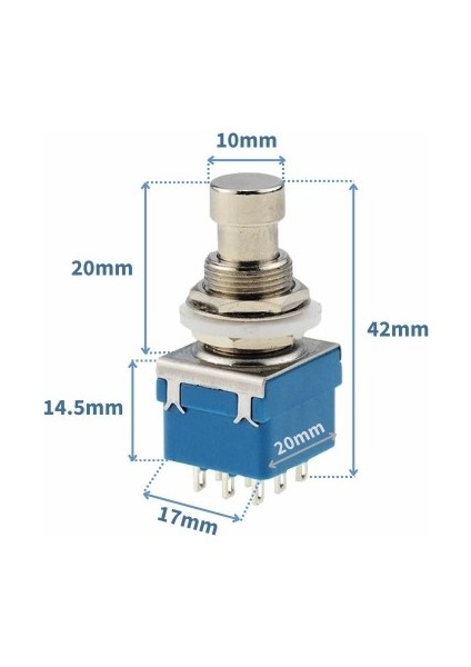 Roba 3pdt On/on/off 3lü Anahtar Ac 250V 3A 9 Pin Switch Anlık Basmalı Buton
