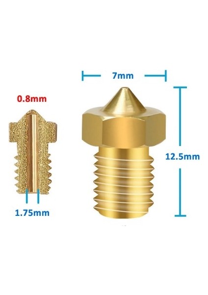 Roba 0.8mm x 1.75MM M6 Prinç Nozzle 3D Yazıcı Printer 1.75MM Filament Uyum Mk8 Cr-10 CR-10S Ender