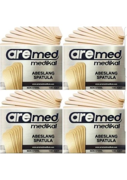 Beybi Abeslang Ahşap Dil Çubuğu - Ağda Spatulası 100'LÜ x 4 Paket Çx