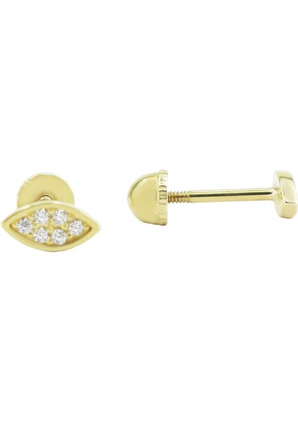 Taşlı Tragus Piercing Altın Küpe KPA.161