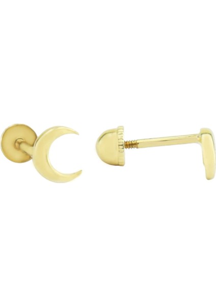 Ay Figürlü Tragus Piercing Altın Küpe KPA.162