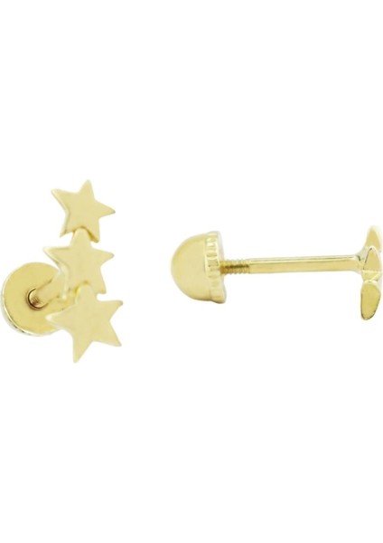 Taşlı Tragus Piercing Altın Küpe KPA.170