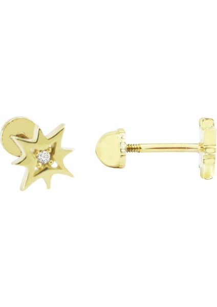 Kutup Yıldızı Tragus Piercing Altın Küpe KPA.187