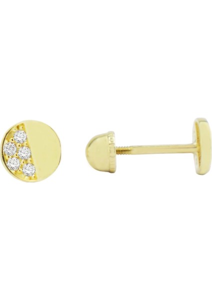 Taşlı Yuvarlak Tragus Piercing Altın Küpe KPA.188
