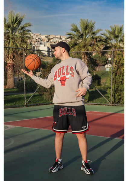 Collection Unisex Oversize Baskılı Gri Sweatshirt