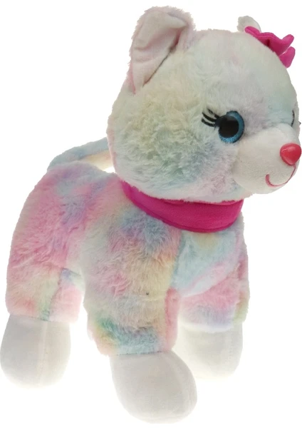 Peluş 30 cm Pembe Tokalı Kedi PL62555