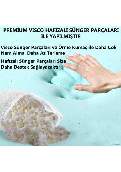 1 Adet Visco Yastık Ortopedik Terletmeyen Vıscouyku Yastığı Premium Kılıflı 1750 kg Beyaz