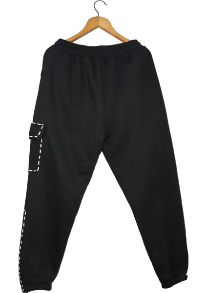 Collection Unisex Siyah Oversize Baskılı Eşorfman Altı Jogger