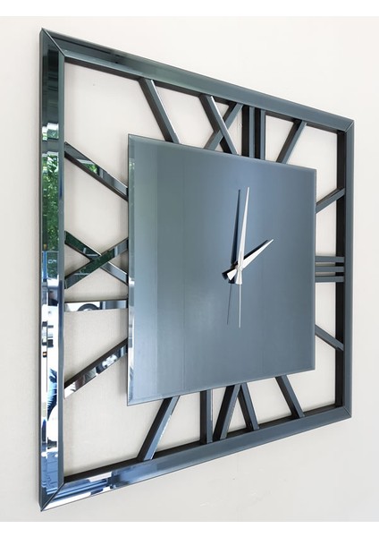 Time Smoked Model Füme Renk 70 Cm x 70 Cm Dekoratif Aynalı Duvar Saati
