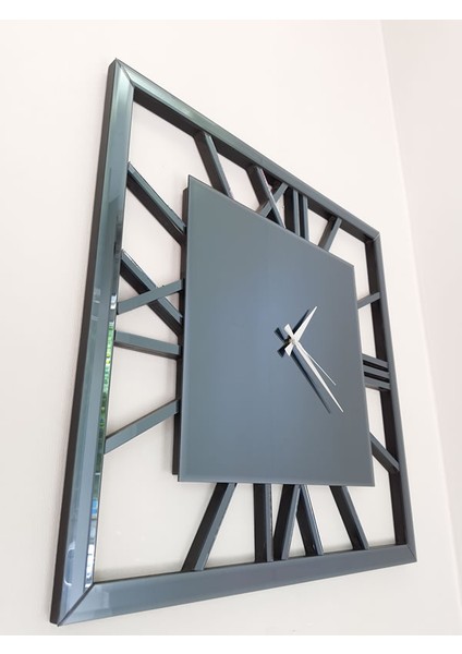 Time Smoked Model Füme Renk 70 Cm x 70 Cm Dekoratif Aynalı Duvar Saati
