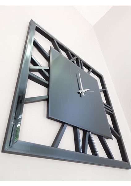 Time Smoked Model Füme Renk 70 Cm x 70 Cm Dekoratif Aynalı Duvar Saati