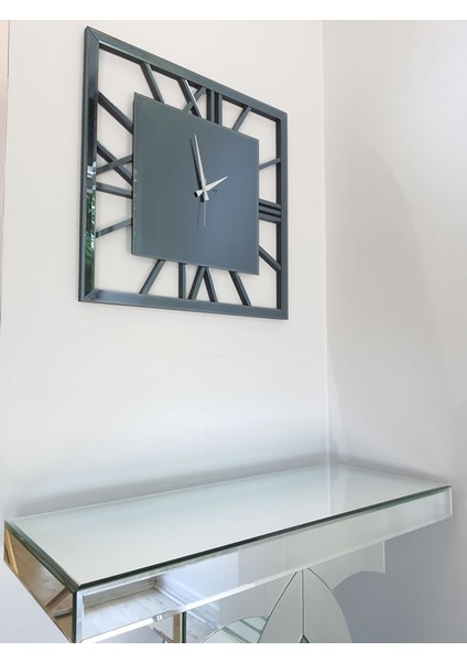 Time Smoked Model Füme Renk 70 Cm x 70 Cm Dekoratif Aynalı Duvar Saati