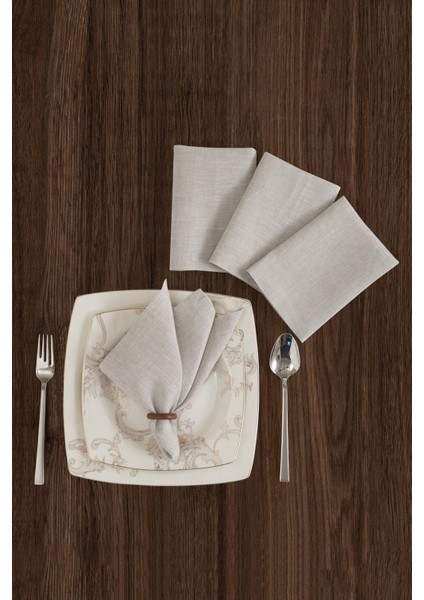 Klasik Keten Servis / Sunum / Yemek Peçetesi - 4'lü Set