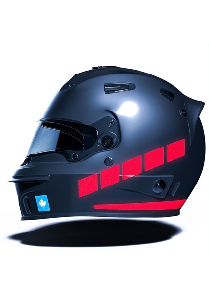 Şerit Tasarımlı Reflektif Kırmızı Motosiklet Kask Sticker Çınar Extreme modelleri