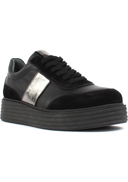 Siyah Deri Ayakkabı Kadın Sneaker 115 20604-1 modelleri