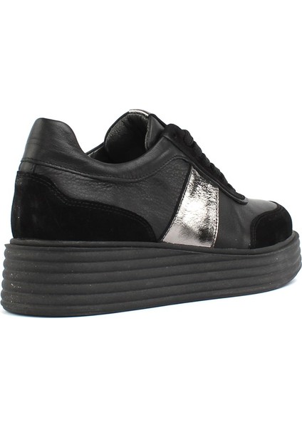 Siyah Deri Ayakkabı Kadın Sneaker 115 20604-1 indirimleri
