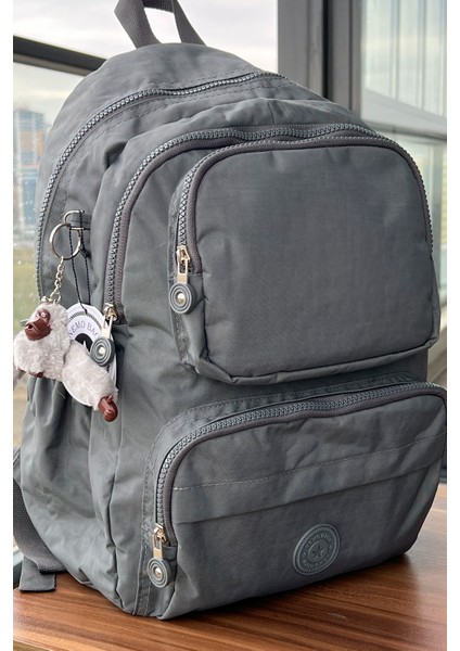 GRİ Sırt Çantası Okul Çantası Laptop ve Seyahat Çantası Su Geçirmez Spor Çantası 40X30X15cm