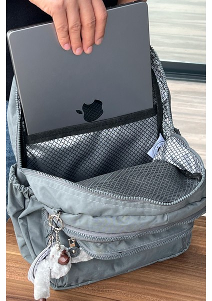 GRİ Sırt Çantası Okul Çantası Laptop ve Seyahat Çantası Su Geçirmez Spor Çantası 40X30X15cm