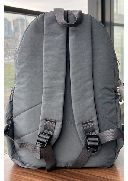 GRİ Sırt Çantası Okul Çantası Laptop ve Seyahat Çantası Su Geçirmez Spor Çantası 40X30X15cm