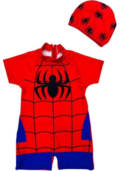 Erkek Çocuk Mini Spiderman Örümcek Adam Tam Vücut Sırt Yarım Fermuar Mayo Yeni Sezon