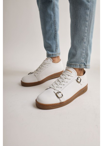 CH191 Ckt Side Buckle Erkek Ayakkabı Beyaz