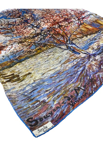 Van Gogh Çiçek Açmış Şeftali Ağacı Ipek Bandana Fular modelleri