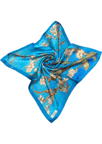 Turkish Silk Store Van Gogh Badem Ağacı Ipek Bandana Fular