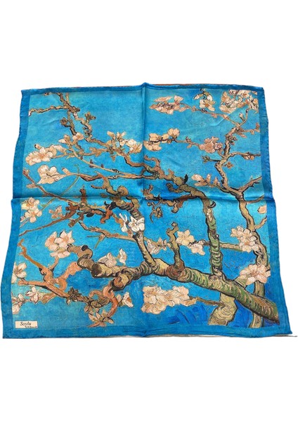 Turkish Silk Store Van Gogh Badem Ağacı Ipek Bandana Fular