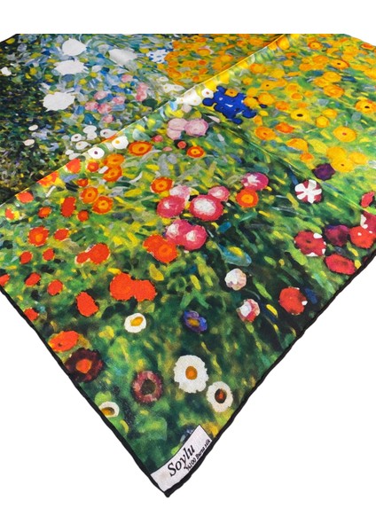 Turkish Silk Store Gustav Klimt Çiçek Bahçesi Ipek Bandana Fular