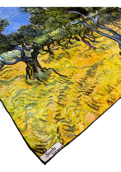 Turkish Silk Store Van Gogh Zetin Ağaçları Ipek Bandana Fular