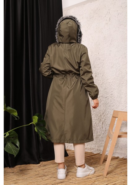 Haki Içi Kürklü ve Su Geçirmez Büyük Beden Battal Kadın Kışlık Mont & Kaban modelleri