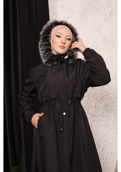 Siyah Içi Kürklü ve Su Geçirmez Büyük Beden Battal Kadın Kışlık Mont & Kaban fiyatları