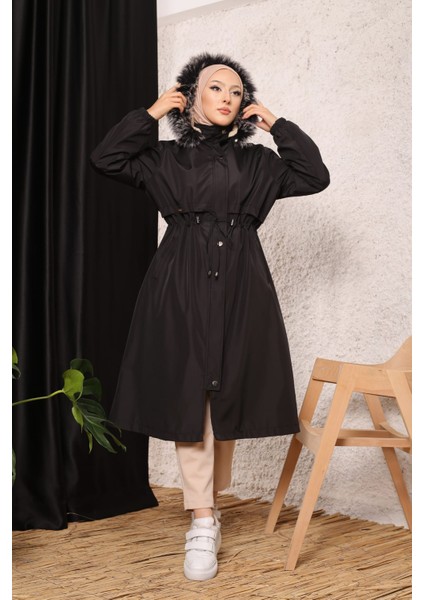 Siyah Içi Kürklü ve Su Geçirmez Büyük Beden Battal Kadın Kışlık Mont & Kaban fırsatları