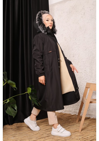 Lacivert Içi Kürklü ve Su Geçirmez Büyük Beden Battal Kadın Kışlık Mont & Kaban indirimleri