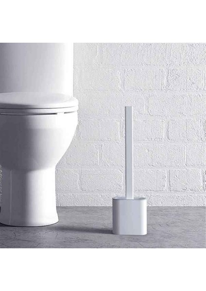Buffer® Duvara Monte Edilebilir Kapaklı Askılı Klozet Yumuşak Silikon Başlıklı Tuvalet Fırçası Seti