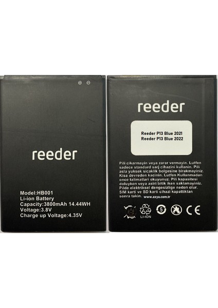 Reeder P13 Blue 2021 Batarya Pil HB001