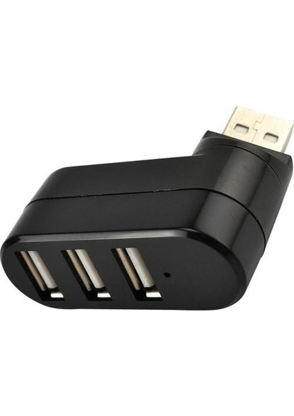 3 Portlu USB 2.0 Hub Döner Kafalı Splitter Hub Adaptör Siyah
