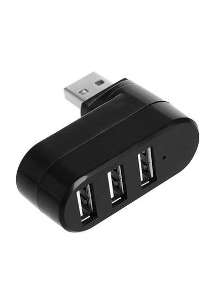 3 Portlu USB 2.0 Hub Döner Kafalı Splitter Hub Adaptör Siyah