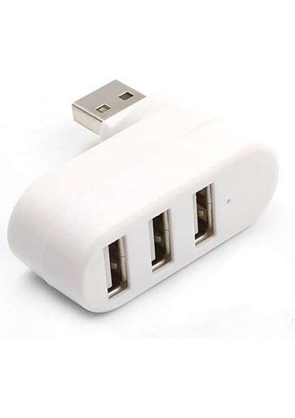 3 Portlu USB 2.0 Hub Döner Kafalı Splitter Hub Adaptör Beyaz