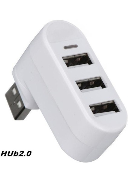 3 Portlu USB 2.0 Hub Döner Kafalı Splitter Hub Adaptör Beyaz