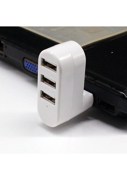 3 Portlu USB 2.0 Hub Döner Kafalı Splitter Hub Adaptör Beyaz