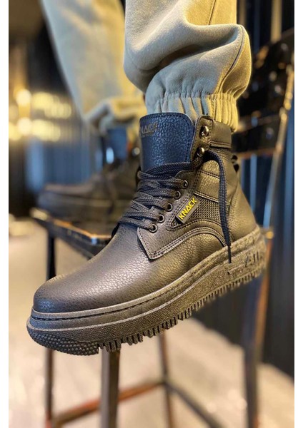 Siyah Deri Yüksek Taban Erkek Spor Bot fiyatları