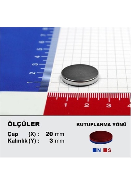 Neodyum Mıknatıs Yuvarlak Silindir 20X3 mm (10'lu Paket) modelleri