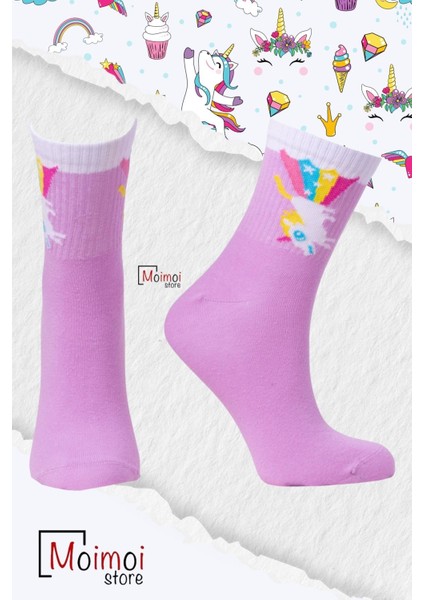 Store Unicorn Desenli Unisex Renkli Çorap