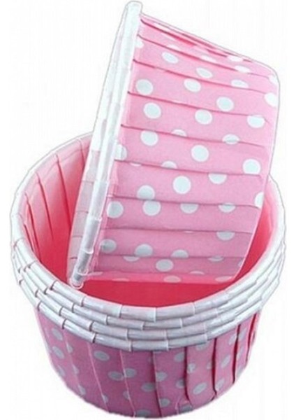 Kağıt Muffin Kek Kapsülü Pembe Beyaz Puantiyeli 25 Adet fiyatları