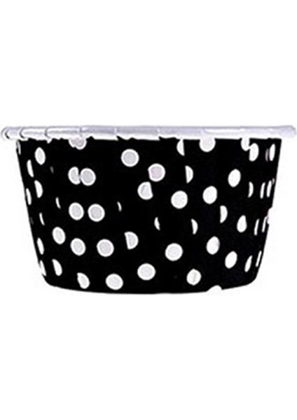Kağıt Muffin Kek Kapsülü Siyah Beyaz Puantiyeli