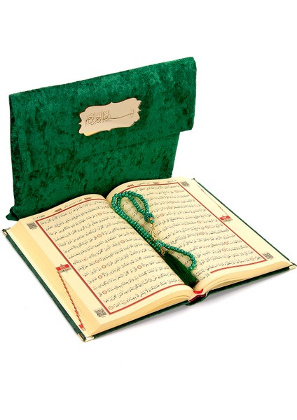 Kadife Keseli Orta Boy Arapça Kuranı Kerim Yeşil fiyatları