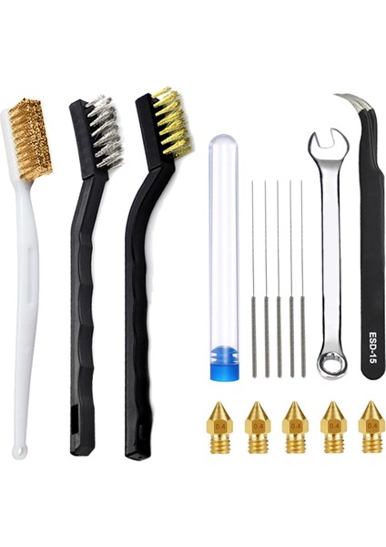 3D Yazıcı Temizleyici Kit Pirinç Nozullar Cıvarlar Temiz Çıkar (Yurt Dışından)